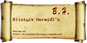 Blistyik Hermiás névjegykártya